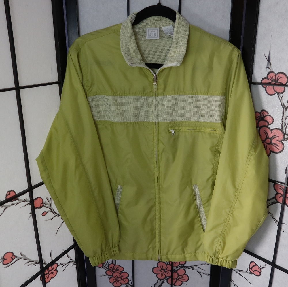 Actra Men's Lime Green Windbreaker Jacket Size Small